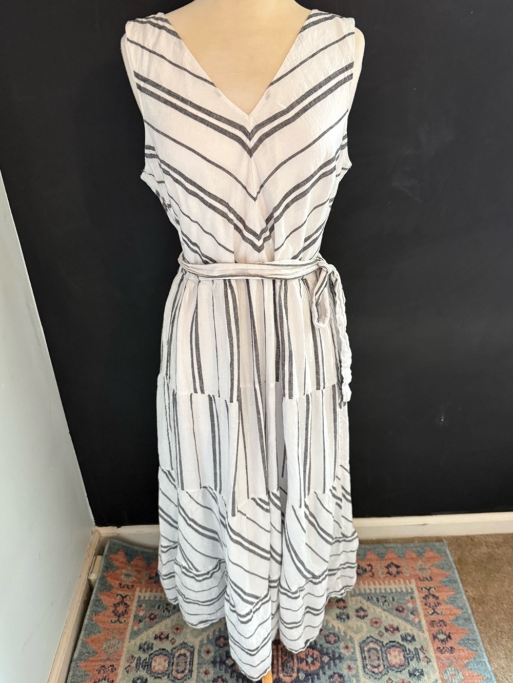 DKNY Summer Maxi Dress with gray stripes 
Wedding Garden Party Dress